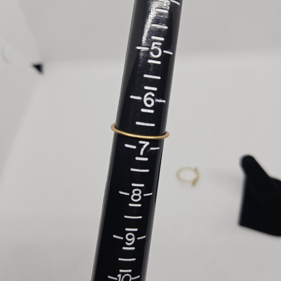 gold tone stacking rings good times spellout cursive size 6.75 - Picture 4 of 4